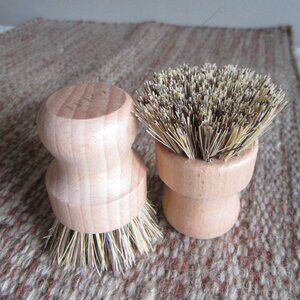 Lot of two – new FJORD Natural Fiber Stiff Bristle Cleaning Brush w/ wood handle